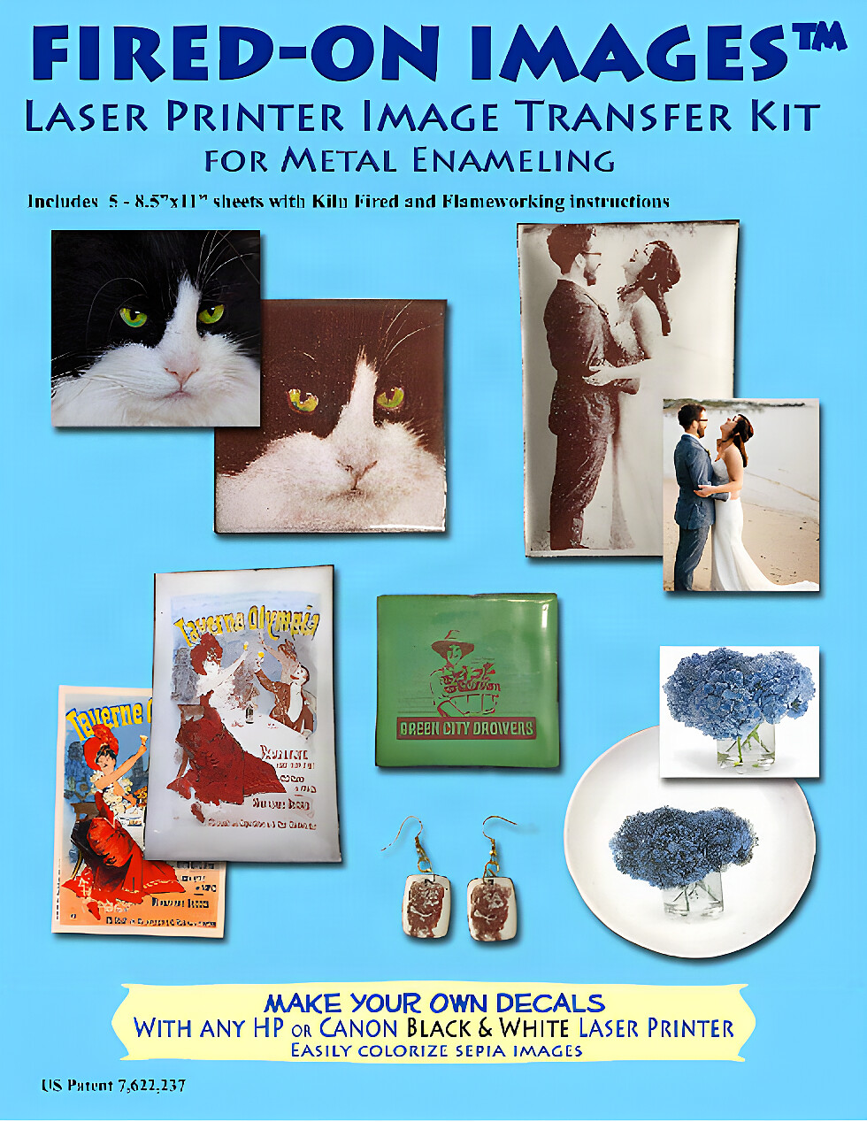 Fired-On Images laser printer image transfer kit for metal enameling: five 8.5 x 11 inch decal sheets with instructions