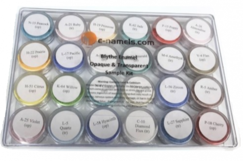 Blythe vitreous enamel sample kit with mixed transparent and opaque colors