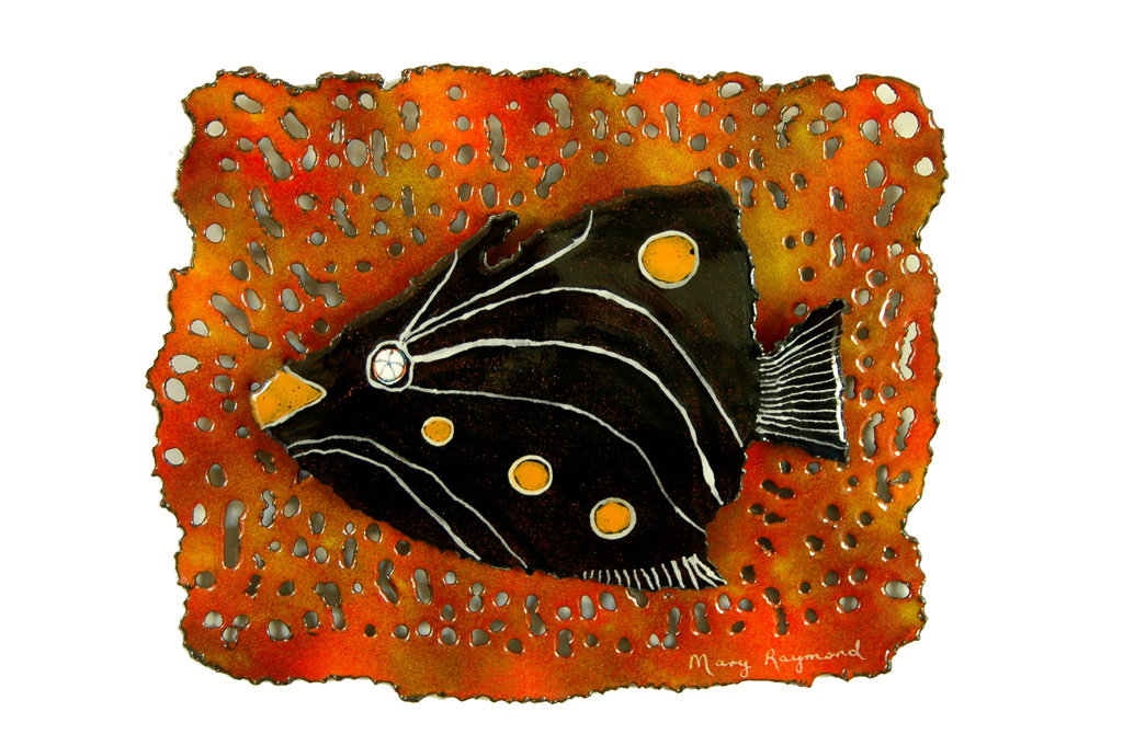 Black Fish enamel artwork